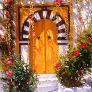 Huile sur toile Porte de Sidi Bou Said 2002 60x81 cm