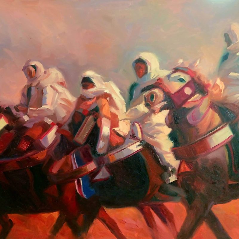 Cavaliers 80x60 cm Huile sur Toile
